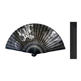 Ryur Folding Fan, Plenty of 9.1 inches (23 cm), 7.5 inches (7.5 cm), Elegant Fan, Dragon, Natural Bamboo & Fan Bag Included, Black