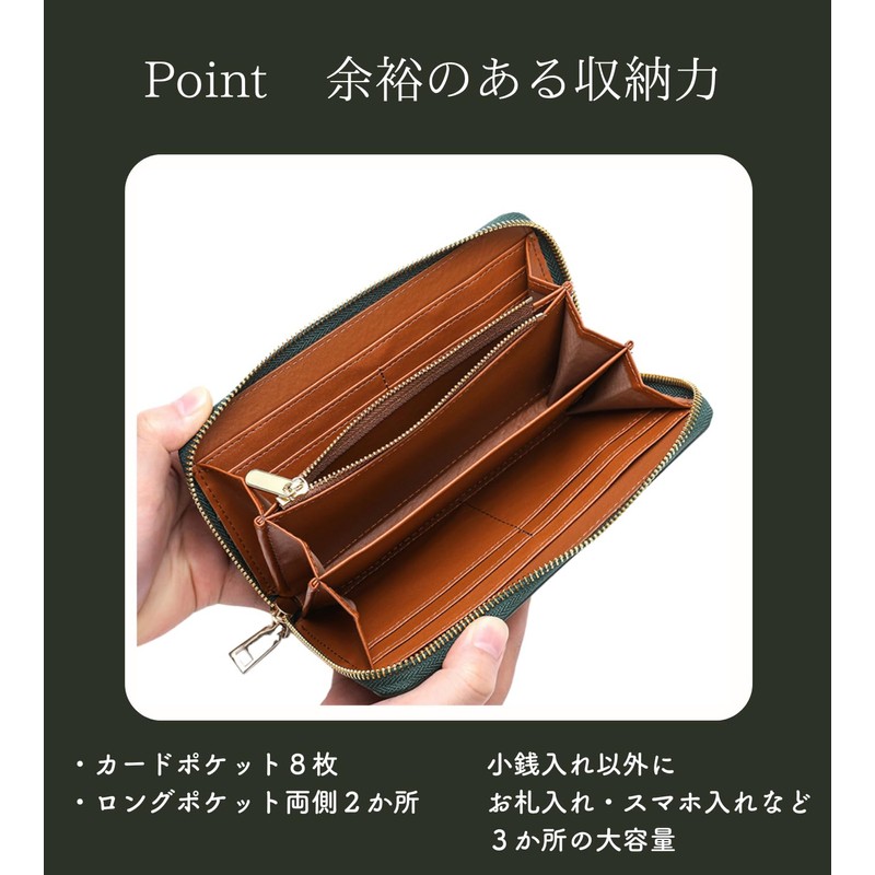 Airstellia Men's Long Wallet, Genuine Leather, Large Capacity, Cowhide Leather,