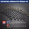 WORKPRO 22-Piece Ratcheting Wrench Set Anti-slip Teeth SAE 1/4-3/4 Metric