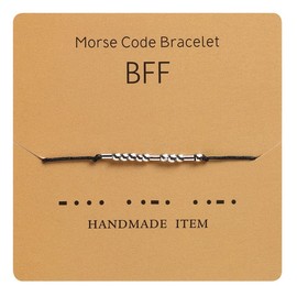 TESTRYE Morse Code Bracelets for Women,Morse Code Bracelets with Adjustable String,Inspirational Gifts for Women Men Friends, metal