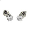 UN21 Men's Silver Crystal Ronaldo Steel Diamond Square Earrings 6mm,