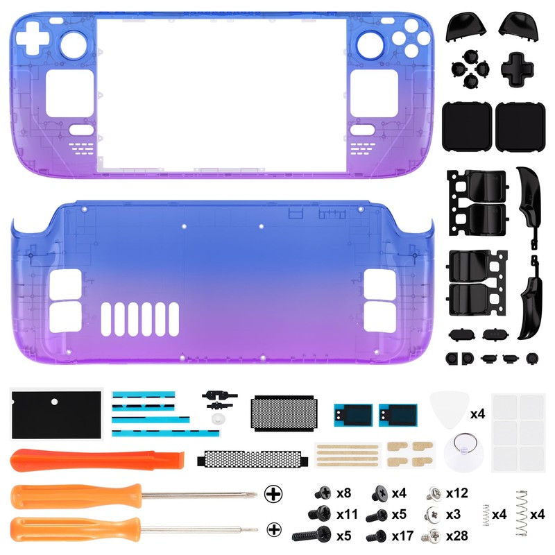eXtremeRate Gradient Translucent Bluebell Faceplate Back Plate Shell for Steam
