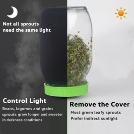 Haswe Seed Sprouting Jar Kit with Wide Mouth Mason Jars, Premium Stainless Steel Screen Sprout Lids, Blackout Sleeves, Tray and Sprouter Stand - Growing Broccoli, Alfalfa, Mung Beans and More