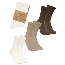 Rainbow Socks - Cotton Socks - Comfortable Beautiful Soft Women's Men's Everyday Socks - 3 Pairs - Set of Brown Beige and White Socks - Comfortable Non-Pressing Crew Socks, Brown, Beige, White Socks