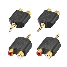 sourcing map 3.5mm Male to 2 RCA Female Connector Splitter Adapter Coupler Black 4Pcs for Stereo Audio Video Cable Convert