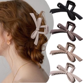 4 Pack Bow Claw Hair Clips, Large Non-Slip Clips for Thick Hair, Hair Accessories for Women and Girls