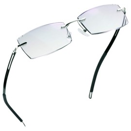 LifeArt Blue Light Blocking Glasses, Computer Reading Glasses, Anti Blue Rays, Reduce Eyestrain, Rimless Frame Tinted Lens with Diamond, Stylish for Men and Women (+2.50 Magnification)