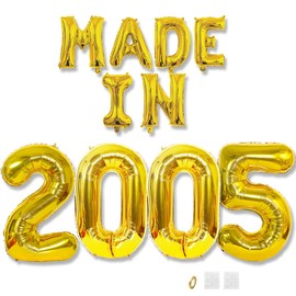 Jurxy Geburtstag Deko Frauen Mann 20 Jahr Geburtstagdeko Ballons MADE IN 2005 Luftballons Gold Folienballons Luftballons Happy Birthday Banner