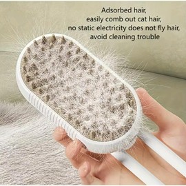 FyxPaw - 3-in-1 Pet Steam Brush for Cats & Dogs – Rechargeable Mist Spray Comb for Shedding, Steamy Grooming, Anti-Static Cleaning, Defur & Massage with Self-Cleaning Silicone Head (White)
