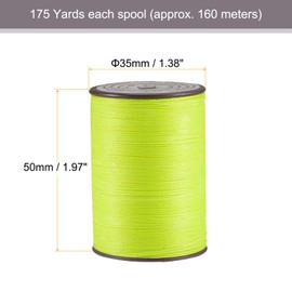 sourcing map Thin Waxed Thread 175 Yards 0.45mm Dia Polyester Wax-Coated String Cord for Machine Sewing Embroidery Hand Quilting Weaving, Green Yellow