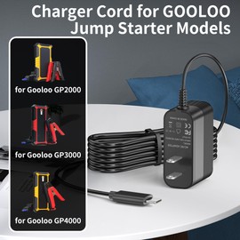 Charger for Gooloo GP4000 GP3000 GP2000 Portable Car Jump Starter, 5V Adapter for Gooloo 1000mA 2000mA 3000mA Peak Car Starter Power Supply Plug Type-C