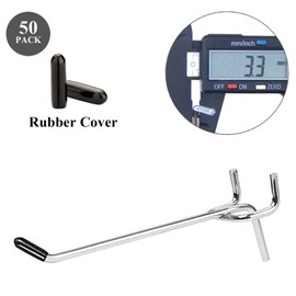 20 Pack Pegboard Hooks 4 Inch L Shape Galvanized Metal Heavy Duty Peg Hooks Fit 1/8" and 1/4" Peg Board with Rubber Tipped 50Pcs Pegboard Hook for Organizer Garage Kitchen Office Store