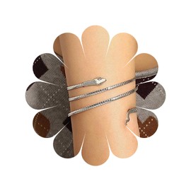 Allereya Vintage Snake Bracelet Punk Snake Bangle Bracelet Swirl Snake Armlet Silver Serpent Arm Cuff Bracelet Jewelry for Women and Girls (Silver)