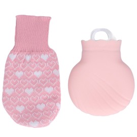 Hot Water Bottle Bag Explosionproof Silicone Hot Water Bottle with Knit Cover for Family Life 245mlPink
