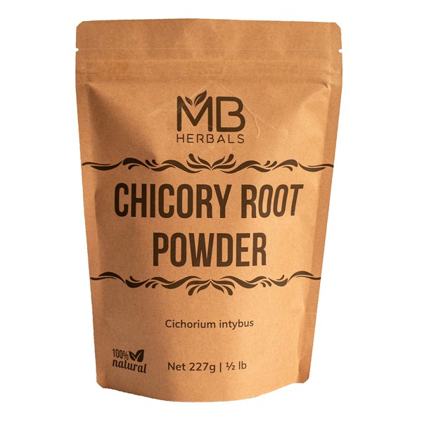 MB Herbals Polvo de raíz de achicoria 227 gramos (0.2 kg / 8 onzas) | sin OMG | sin conservantes | sin gluten | rica fuente de fibra de inulina | Promueve la digestión y el control del peso