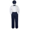 4pc Baby Toddler Kid Boys Navy Pants Hat Navy Bow
