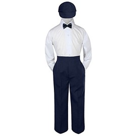 4pc Baby Toddler Kid Boys Navy Pants Hat Navy Bow Tie Suits Set (2T)