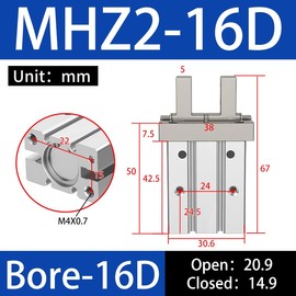 HNJPC Pneumatic finger cylinder small parallel grippers pneumatic fixture MHZ2-16D magnetic thread