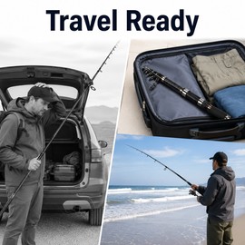 Telescopic Surf Fishing Rod 3.6–5.3m – 30T Carbon Spinning Surfcasting Rod, 80–150g Casting Weight, Travel Shore Fishing Pol