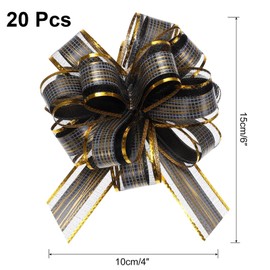 TOP-VIGOR 20pcs 6 Inch Large Pull Bow, Gift Wrapping Bows Ribbon Organza Bows for Wedding Baskets Presents Christmas Valentine's Day Birthday Gift Decorations, Black