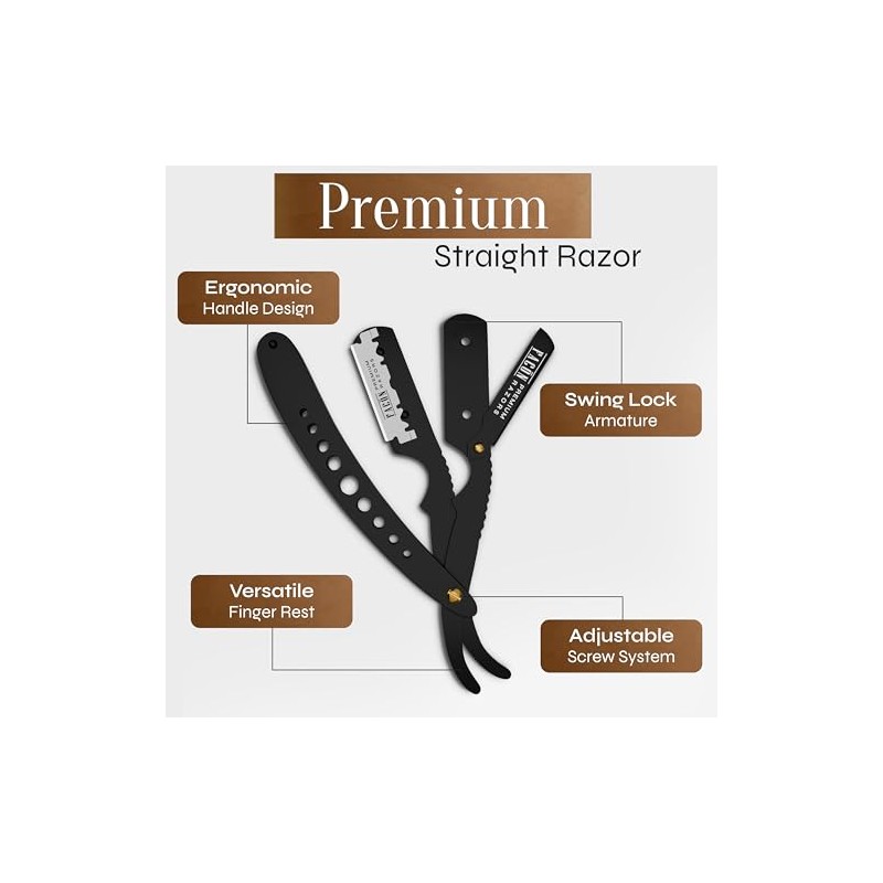 100 BLADES + Facón Professional Classic Straight Edge Barber Razor
