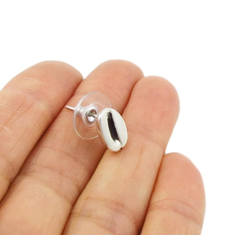 Coffee Bean 925 Sterling Silver Stud Earrings
