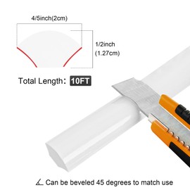 Flexible Quarter Round Molding Self Adhesive (White, 10 FT)