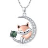 TwoAnts Fox Necklace 925 Sterling Silver Cute Animal Pendant Necklace
