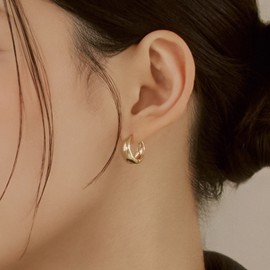 Gold & Deer 14K Gold Field Bold Water Drop One-Touch Earrings Yellow Gold (Yellow Gold) / 골드앤디어 14K 골드필드 볼드 물방울 원터치귀걸이 옐로우골드 ( Yellow Gold )
