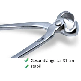 'hoof Nippers with Sloping Special Half-Rounded Jaws 12 "31 cm Stainless Steel Half Round Hoof Cutter 12 Stainless Steel