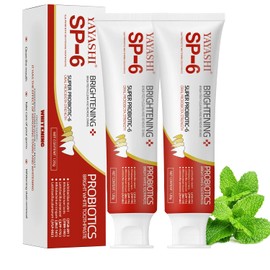 SP-6 Pasta dental blanqueadora probiótica – Fórmula avanzada con 6 probióticos para dientes más brillantes y encías más saludables, apta para esmalte, menta fresca, limpieza de larga duración