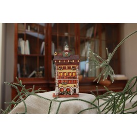 Midene Ceramic miniture House Historic Hotel in Konstanz Tealight Candle Holder Room Decor Handcrafted Collectible Miniature Christmas Village House