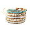 Blupear Stones Wrap Bracelet Leather Handmade 5 Layer 4mm Beads