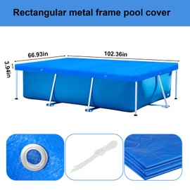 8.5 x 5.5’ Rectangular Pool Cover for Frame Above Ground Pool Cover 102" X63" Rectangle Frame Swimming Pool Cover