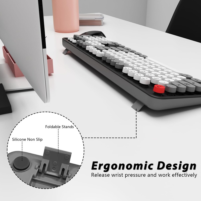 Wireless Keyboard and Mouse, KOOTOP Cute Keyboard and Mouse, 2.4G