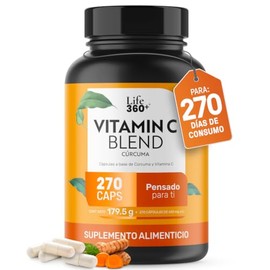LIFE 360+ Vitamina C + Cúrcuma | 270 cápsulas