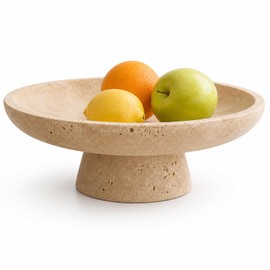 Natural Travertine Fruit Bowl for Kitchen Counter 10.2"