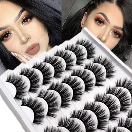 Losha Eyelashes Natural Look Faux Mink Lashes Pack Handmade Fluffy False Eyelashes 14 Pairs Eye Lashes (M09)