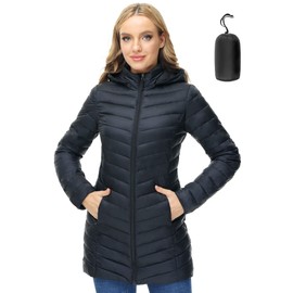 ANOTHER CHOICE Women Puffer Jacket Hooded Packable Leightweight Puffer Coat Outwear(Black,Large)