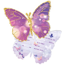 Werfunee - Invitation Cards Children's Birthday Girl - Butterfly Invitation Cards Birthday - Invitation Children's Birthday Girl - Birthday Invitations Girls Pack of 12
