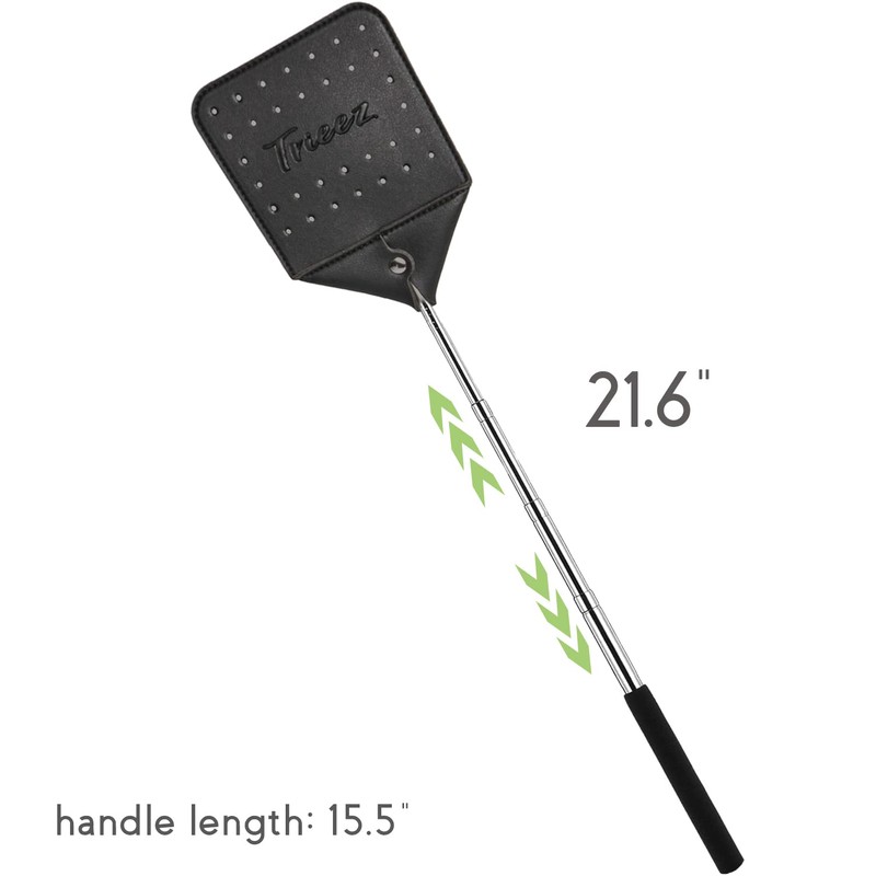 Trieez Flyswatter - Telescopic Fly Swatter, 2 Pack Sturdy Leather