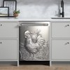 Stainless Steel Rooster Print Pattern Dishwasher Magnet Cover, Metal Farmhouse