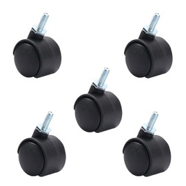 MroMax 1.15 Inch Swivel Caster Wheels 360 Degree Threaded Stem Caster Wheel, M6 x 15mm Black Tone 5pcs