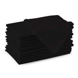 Encasa XO Cotton Cloth Napkins | Set of 12 | Size 43x43 cm | Jet Black Solid Color | Machine Washable