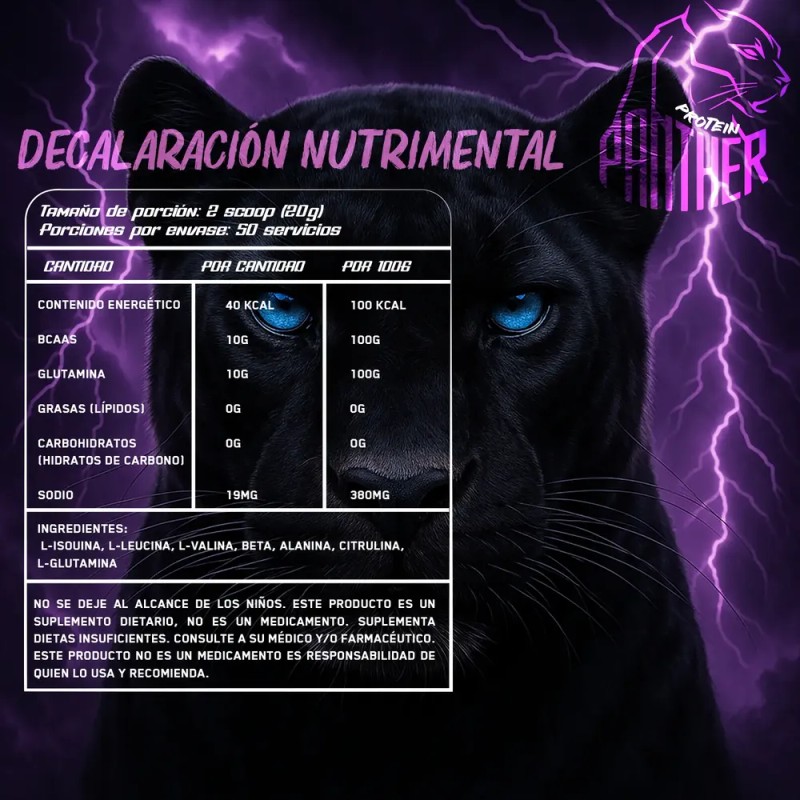 Suplemento Bcaas + Glutamina 1kg En Polvo Panther Protein