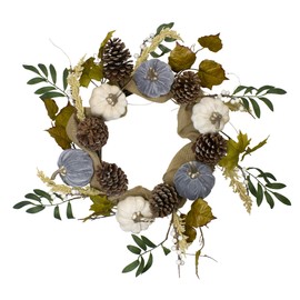 Pumpkins Foliage Grapevine Artificial Thanksgiving Wreath 24-Inch Unlit