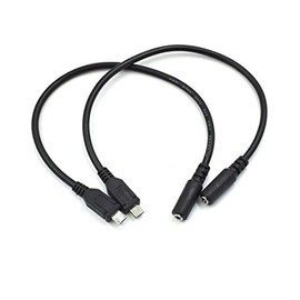 Hxchen 2Pcs Micro 5Pin Male to 3.5mm Female AUX Audio Cable Cord for Headset Adapter Active Clip Mic Microphone (Micro 5P Male to 3.5mm Female)