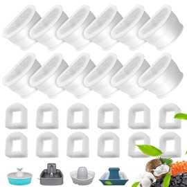 Rigidstone Replacement Charcoal Filters for Fountains, 12 Pieces Water Fountain Filters + 12 Pieces Replacement Foam Compatible with Drinkwell, Avalon, Pagoda, 2 Gallon, Sedona and Seascape