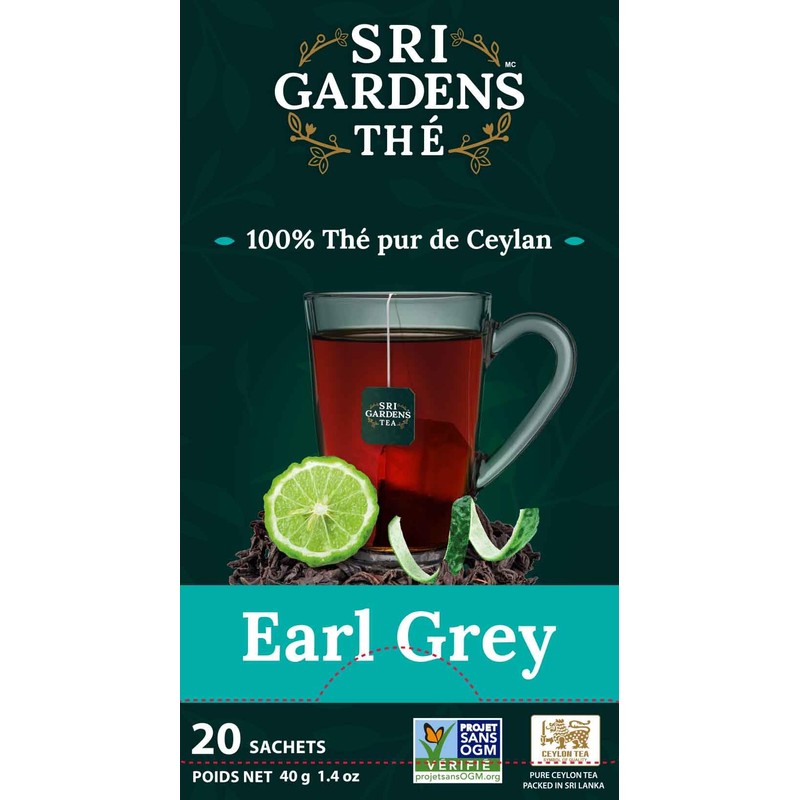 Sri Gardens Tea Earl Grey Tea Bags, 20 count