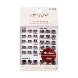 i-ENVY Cluster Palette Lash Refill, DIY Lash Makeup, Clusters False Eyelash, Varied Length, Customizable Under Lash Extension Layering (Neutral Mixed Style #05)